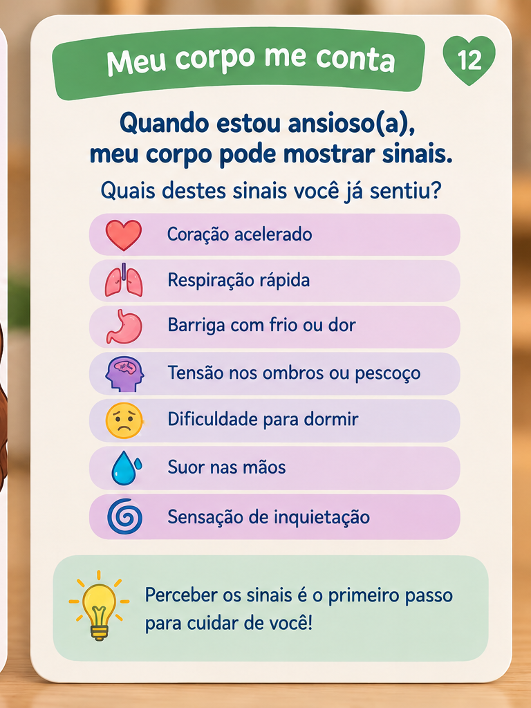Carta Meu corpo me conta do baralho Pequenos Corajosos